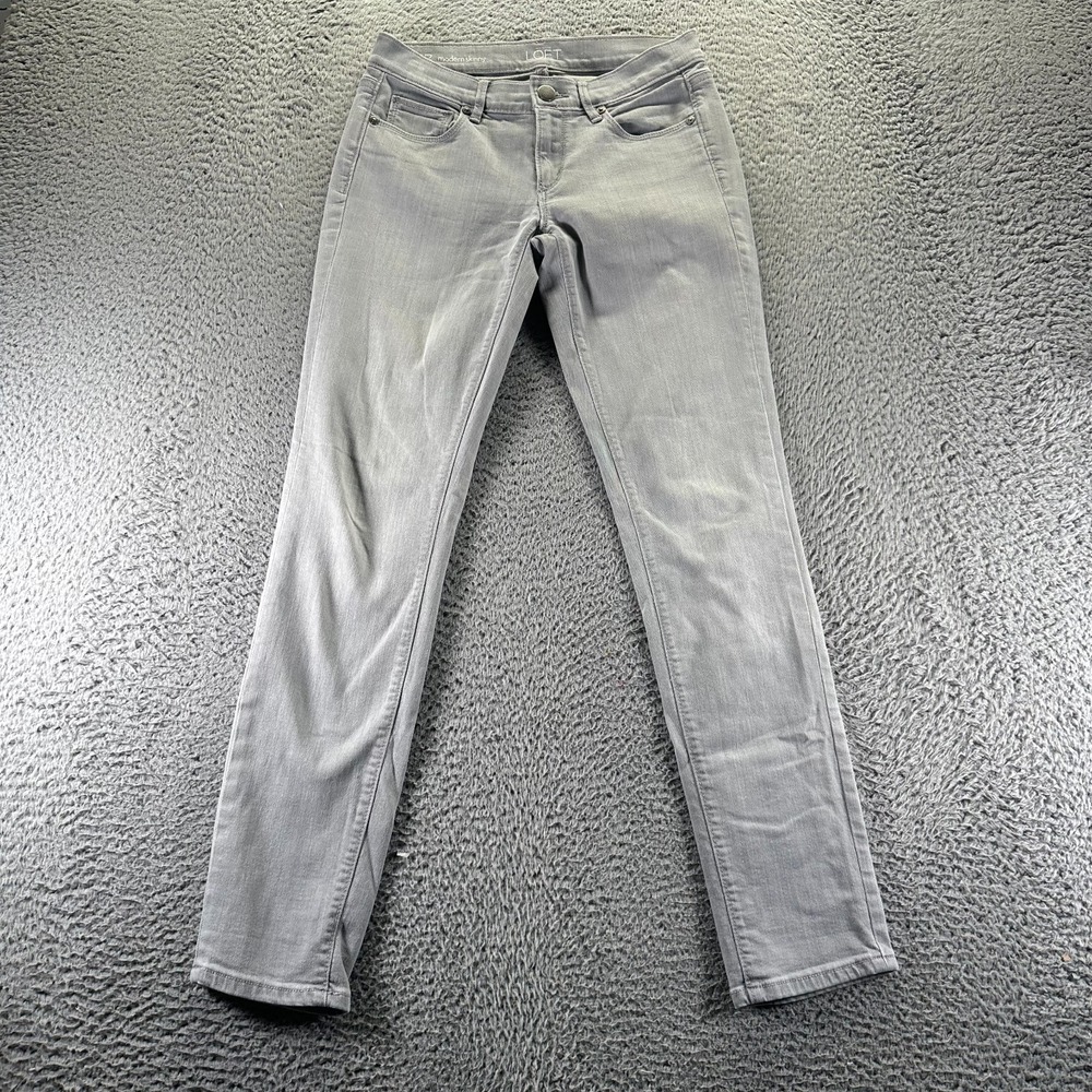 Ann‎ Taylor Loft Jeans Womens 2 Gray Cotton Denim Skinny Leg Workwear Stretch